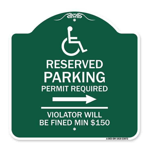 Signmission Modern Isa Connecticut Reserved Parking Permit Required Violators Fin Alum, 18" x 18", GW-1818-23872 A-DES-GW-1818-23872 - main